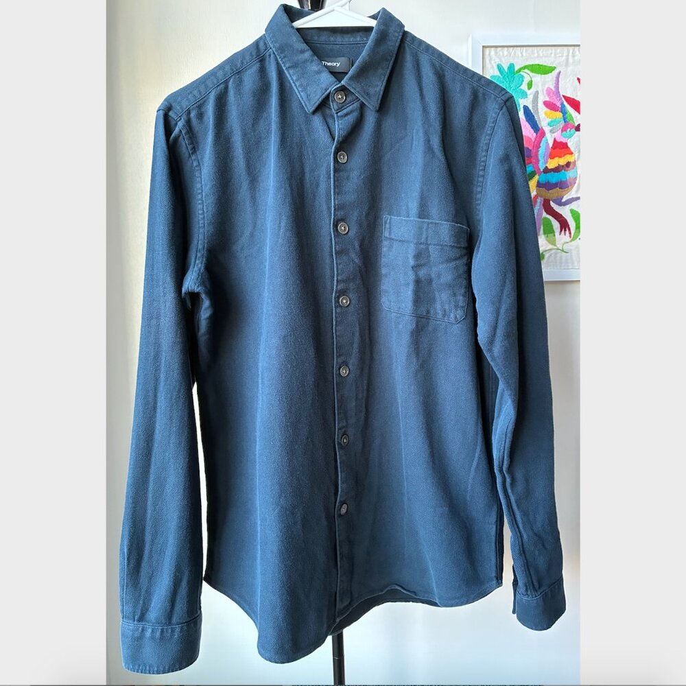 Theory Men’s Rammy O Navy Soft Twill Shirt - Size S